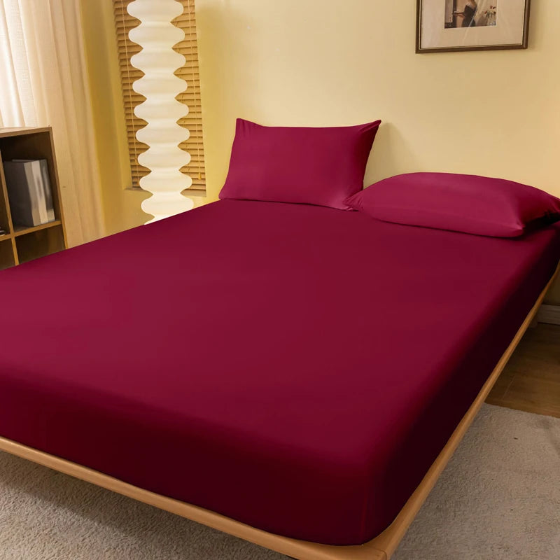 Matte Solid Polyester Fitted Sheet For Bedroom Decor