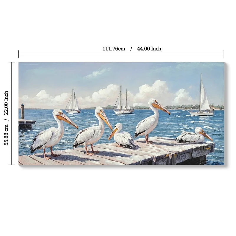 Beach Seagull Seascape Canvas Art Print For Coastal Living Rooms