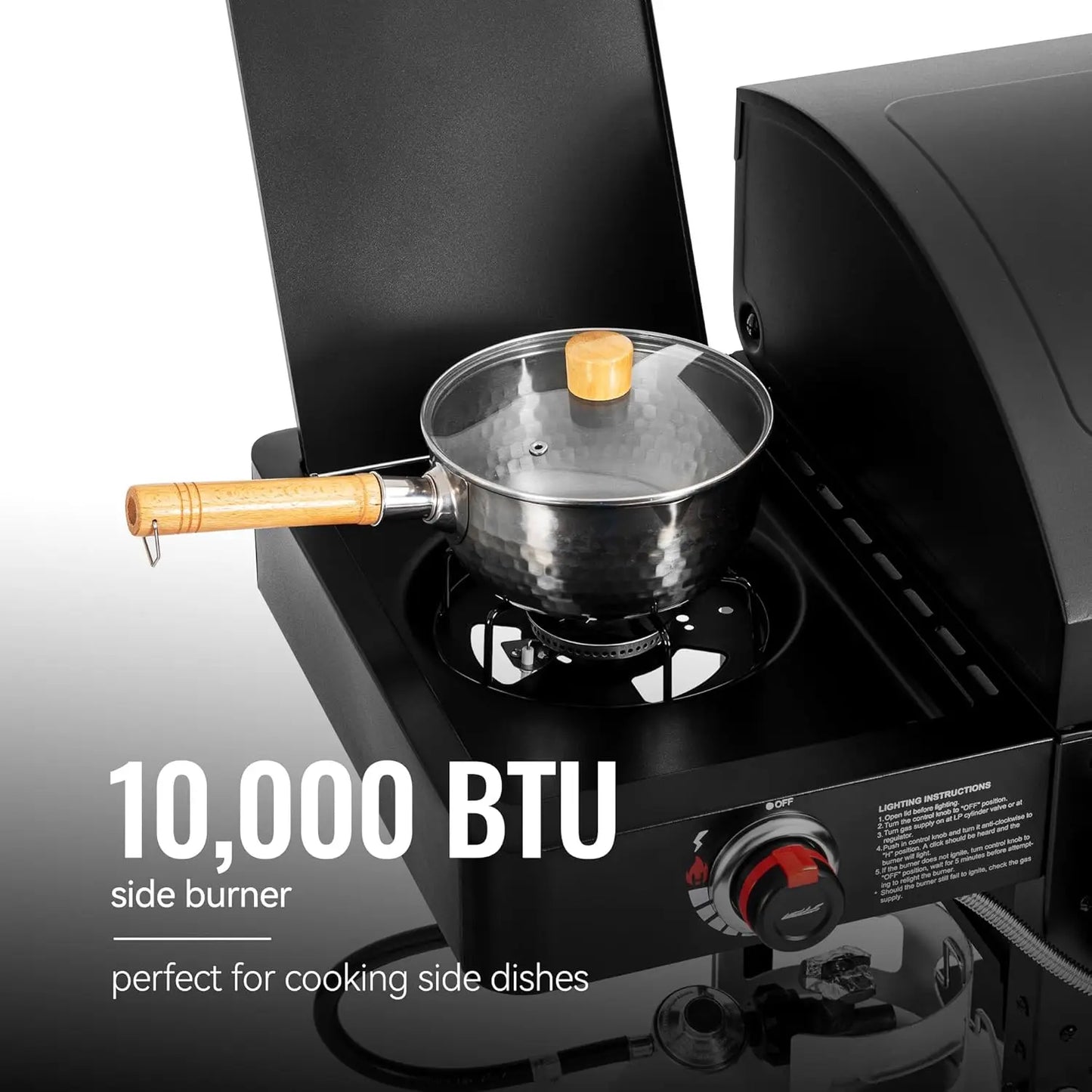 Dual Fuel Gas And Charcoal Grill With Offset Smoker And Side Burner