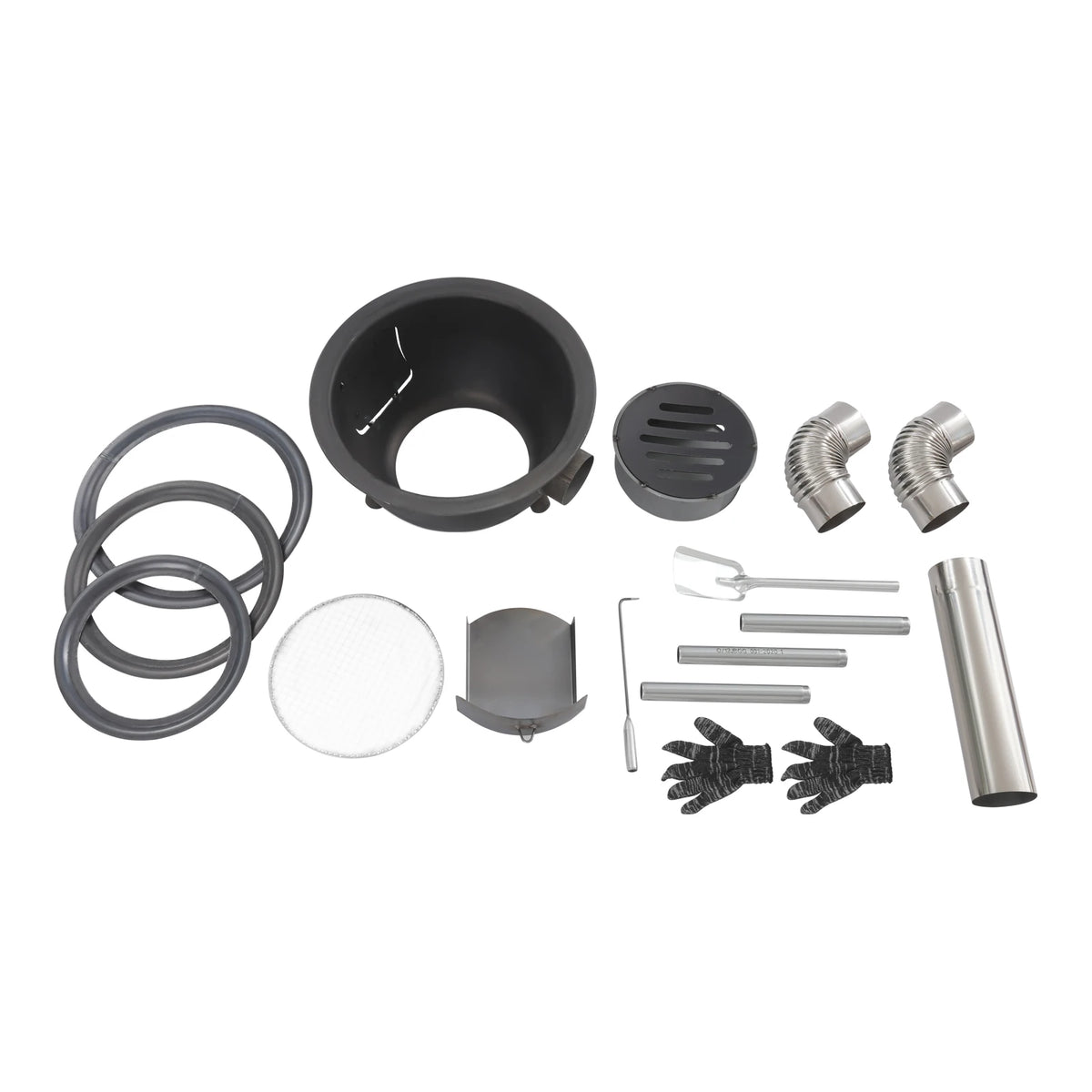 Portable Wood Burning Stove with Grill and Three Pot Rings