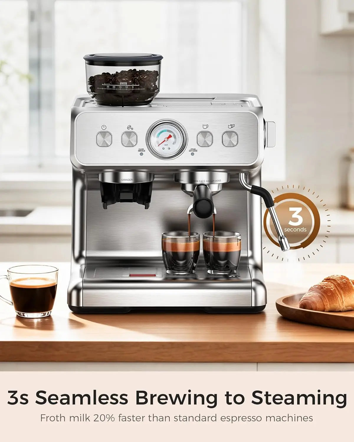 Dual Boiler Espresso Machine With Grinder For Professional Coffee