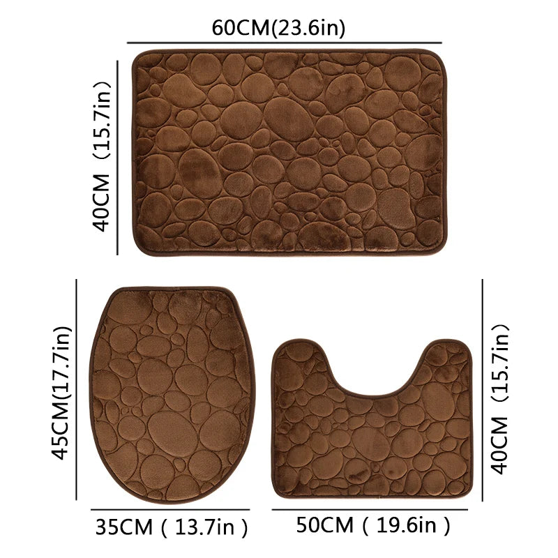 NONECN Solid Color Microfiber Bathroom Floor Mat Set Non Slip
