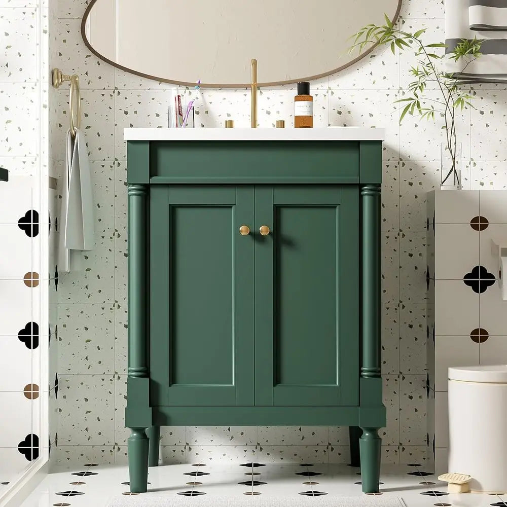 Solid Wood Bathroom Vanity With Undermount Sink And 2-Door Cabinet