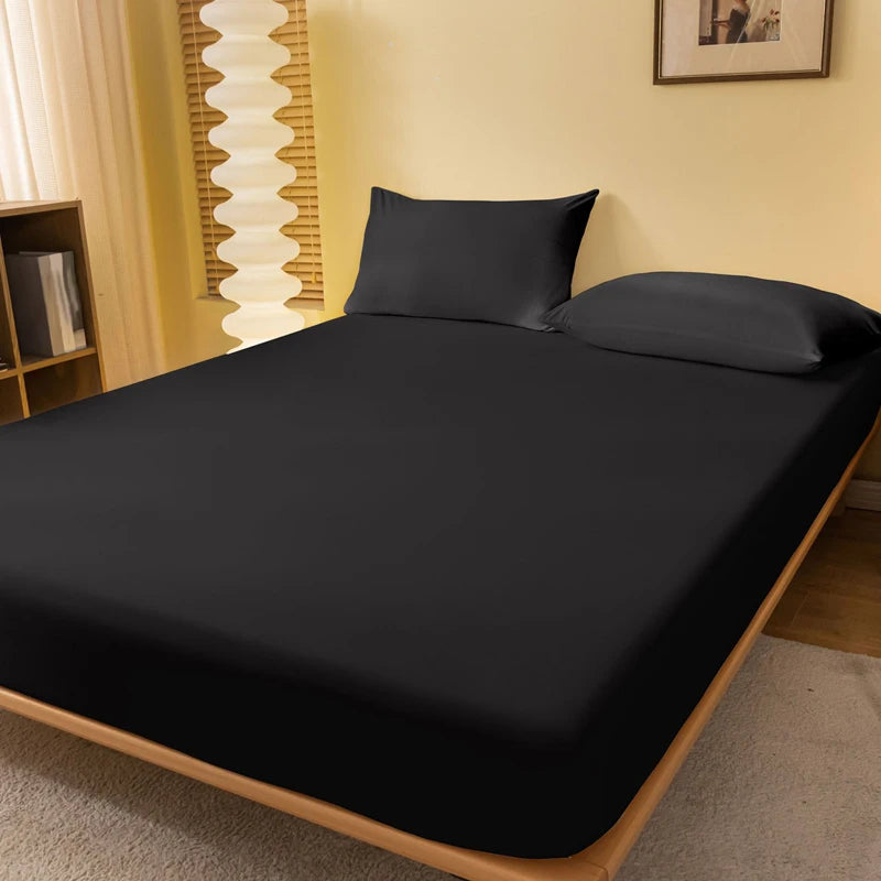 Matte Solid Polyester Fitted Sheet For Bedroom Decor