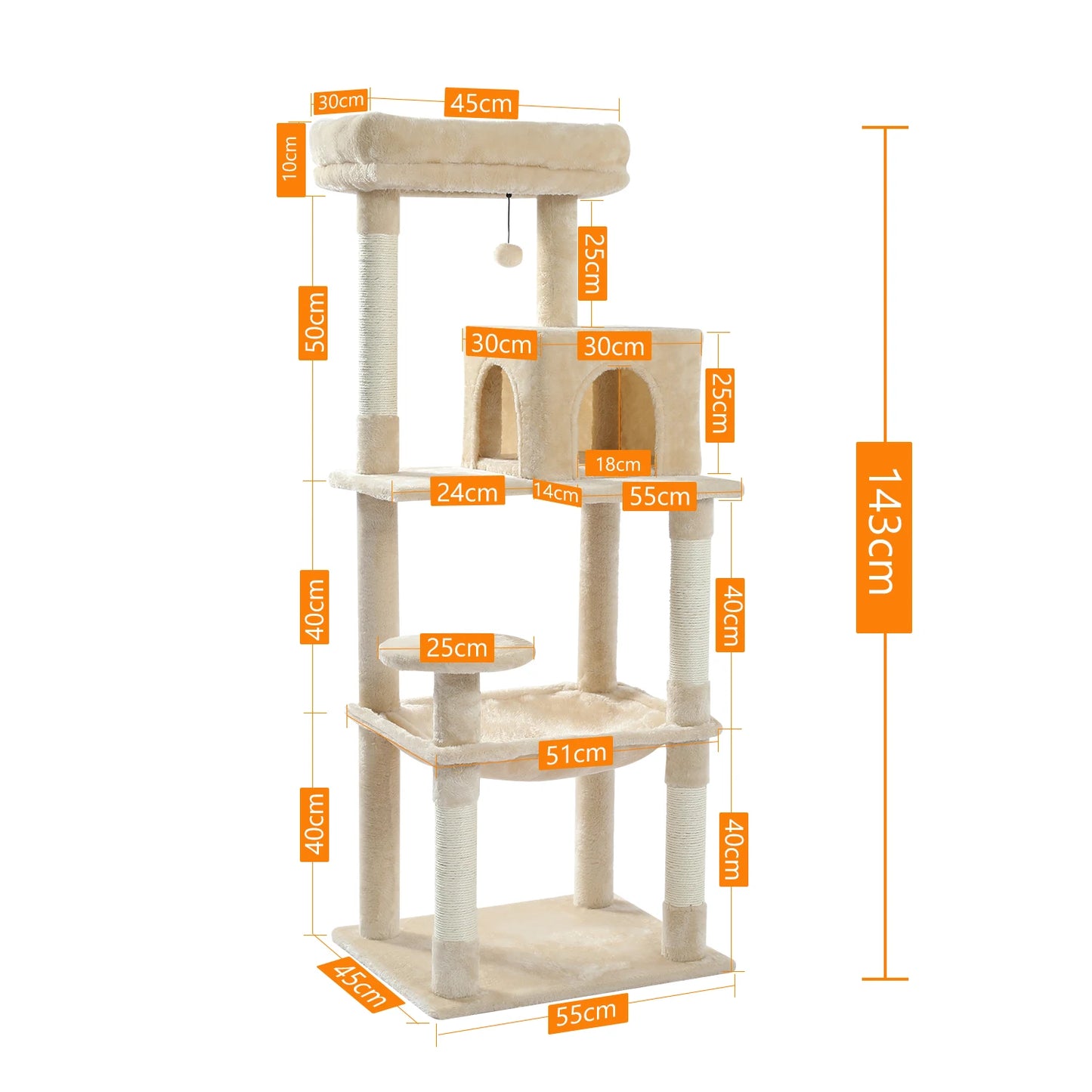PAWZ Road Indoor Cat Tree With Hammock And Sisal Posts