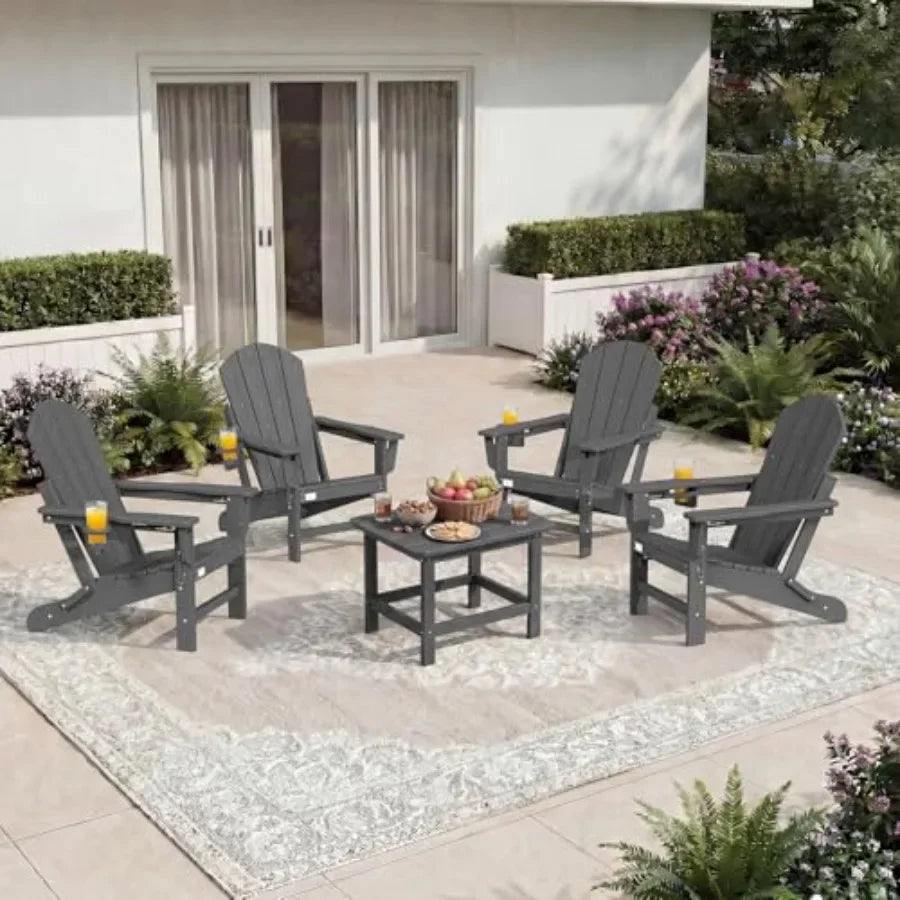 Outdoor Adirondack Chairs Set of 4 HDPE All-Weather, 3-Position Adjustable