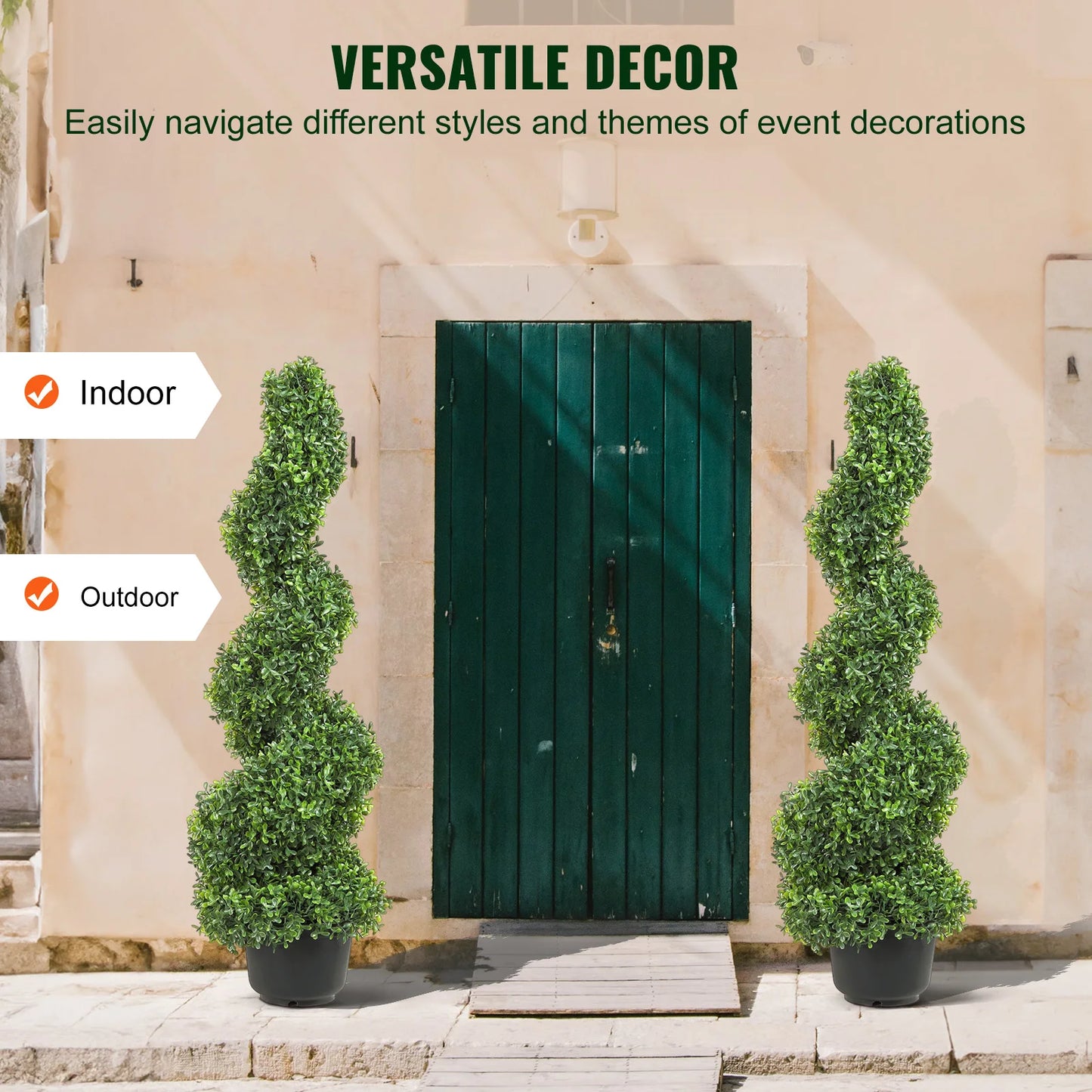 SucceBuy Boxwood Topiary Spiral Artificial Plant Outdoor Decor