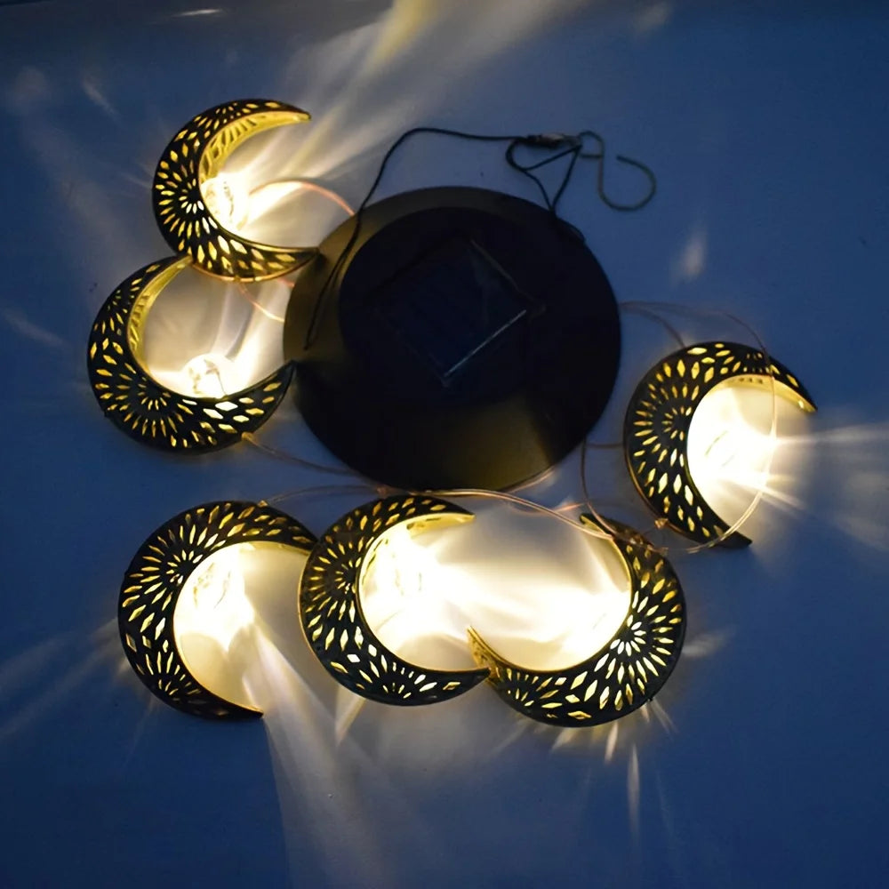 Solar Powered Moon Wind Chime Light Outdoor Waterproof Garden Decor