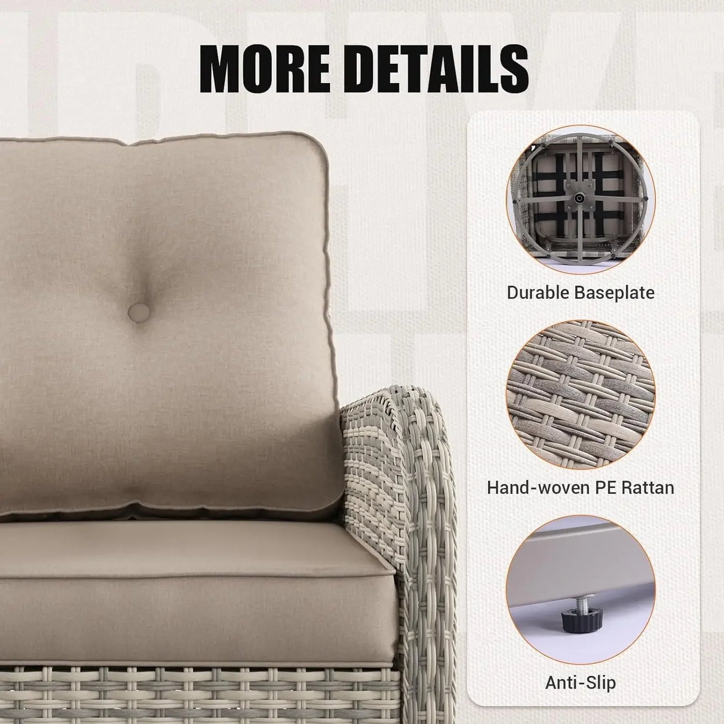 Patio Rocking Swivel Chair With Glass Side Table Outdoor Wicker Set