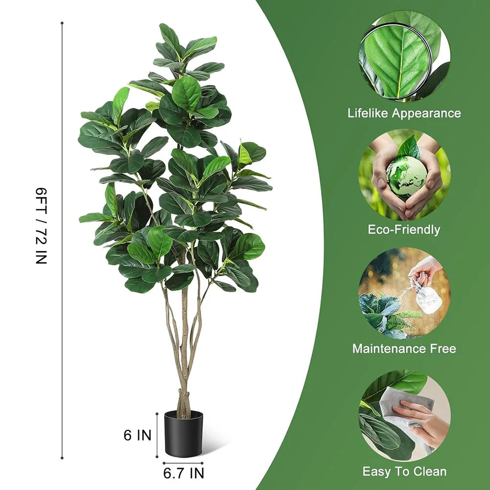 HiMISSCN Fiddle Leaf Fig Artificial Tree With Pot