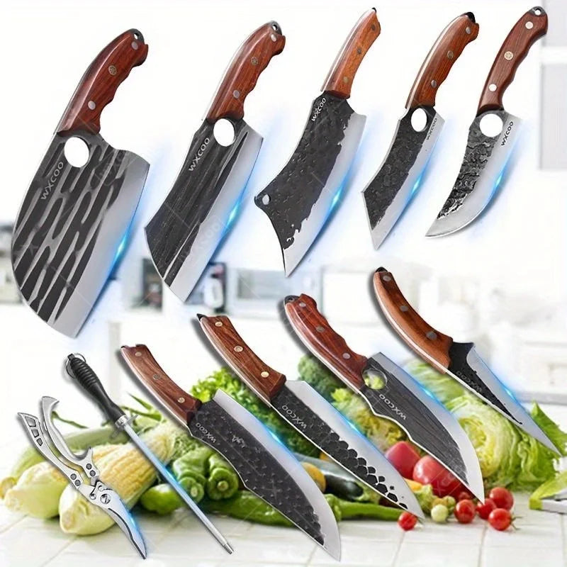 WXCOO High Carbon Steel Kitchen Knife Set Professional Chef Knives