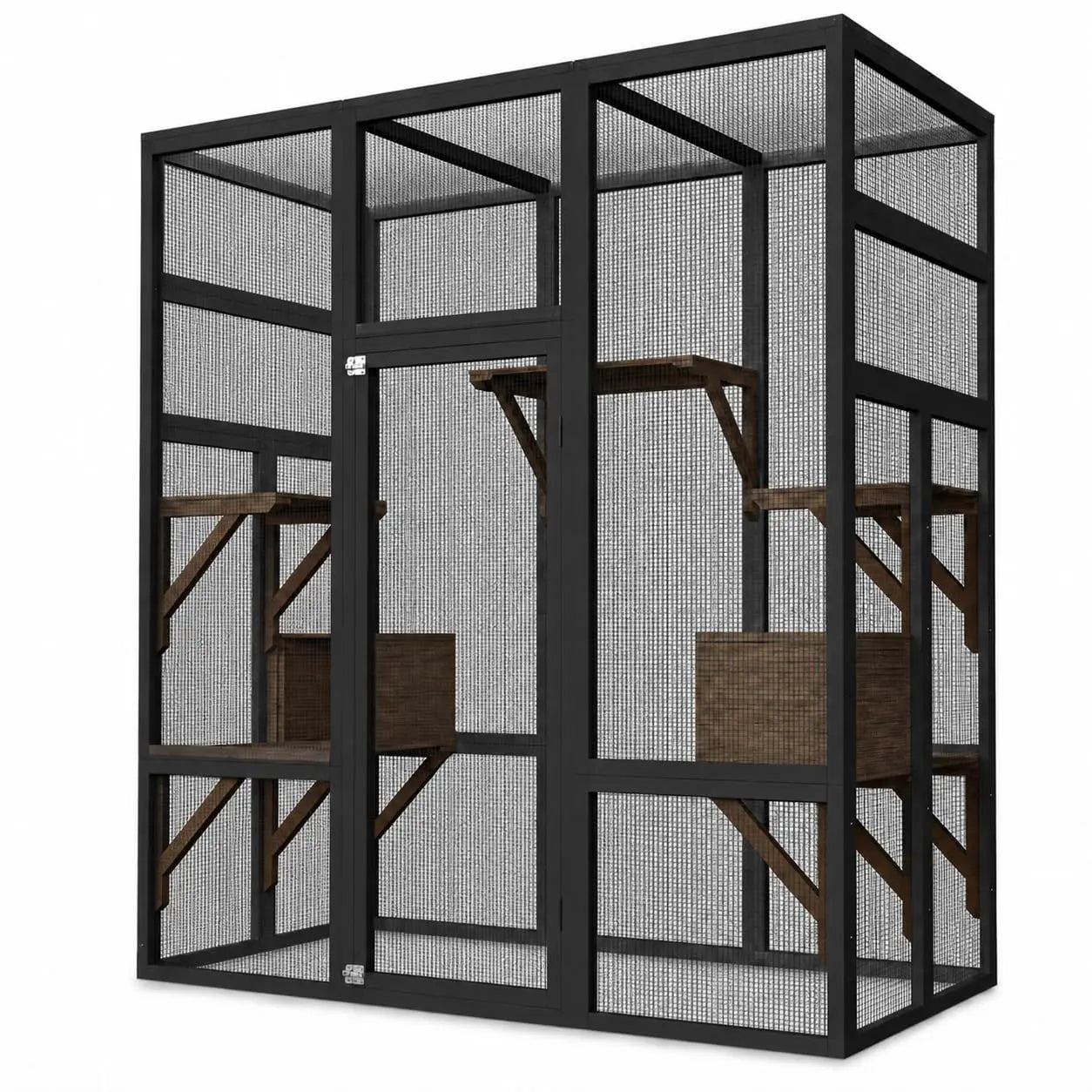 HiMiss Outdoor Wooden Catio With Waterproof Roof And Platform