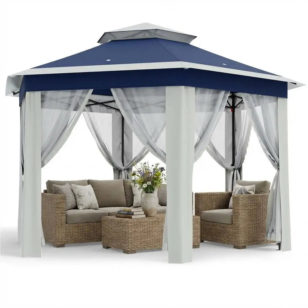Heavy Duty Pop Up Gazebo Tent Mesh Windows Mosquito Netting