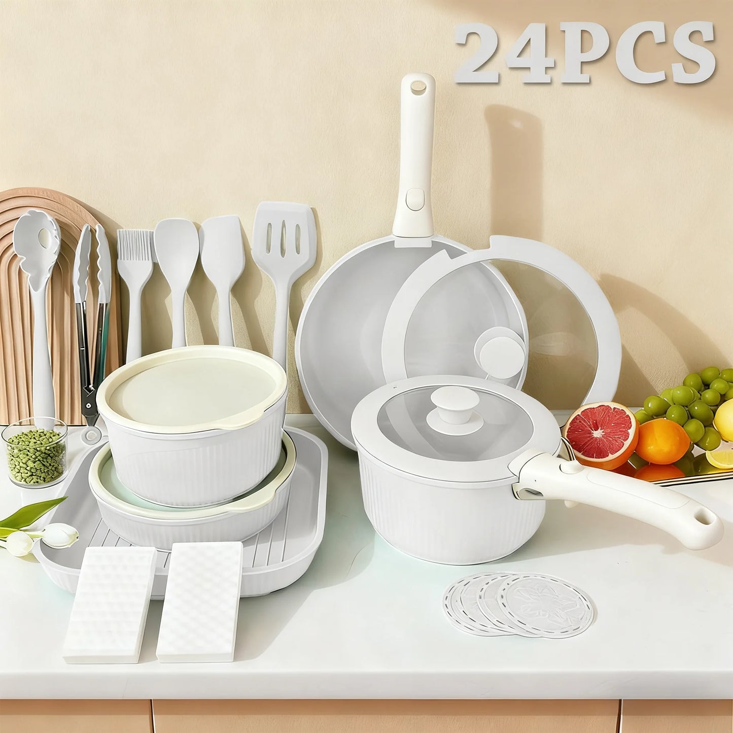 Nonstick Pots And Pans Set With Detachable Handle For Induction