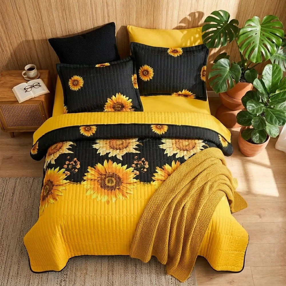 Premium Printed Polyester Bedspread Quilt Set For All Seasons
