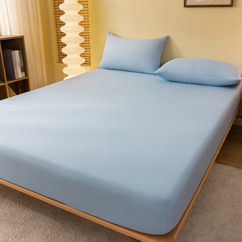 Matte Solid Polyester Fitted Sheet For Bedroom Decor