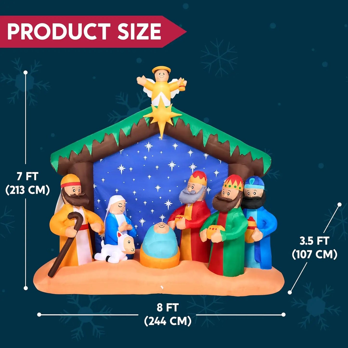 Joyfy Christmas Nativity Scene Inflatable With LEDs Outdoor Decor