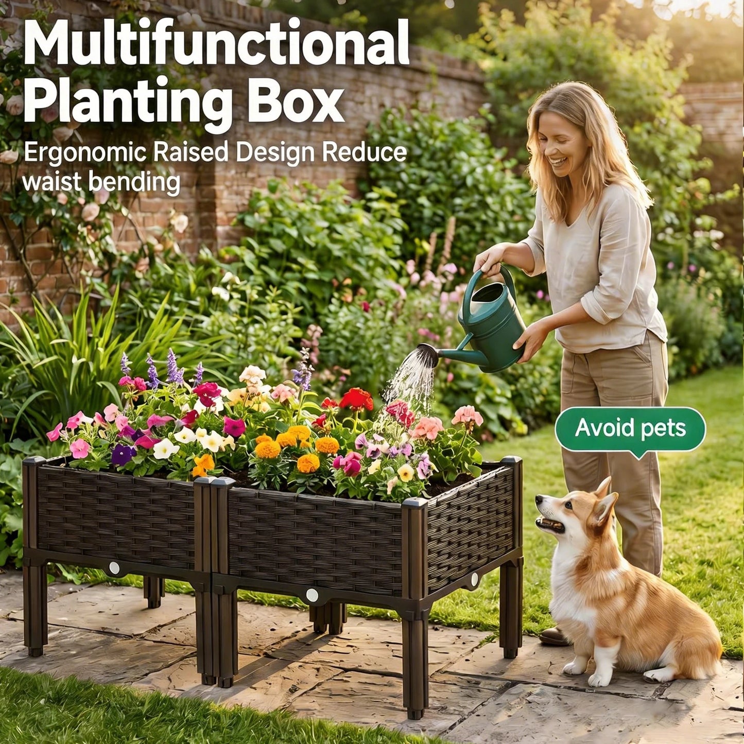 Multifunctional Raised Planter Box With Legs For Outdoor Gardens And Balconies
