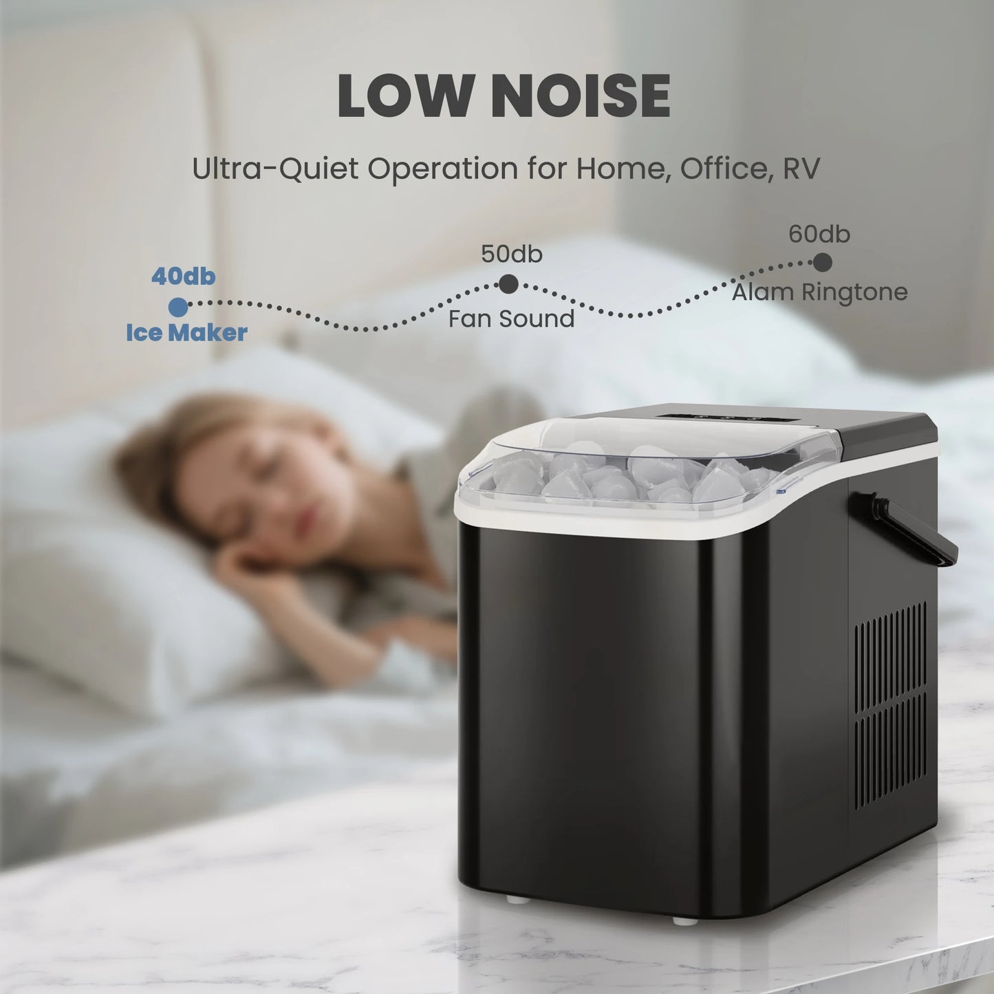 Portable Countertop Ice Maker With Self Cleaning 9 Bullet Ice Cubes